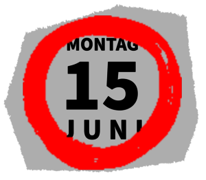 Kalenderblatt Montag 15 Juni mit einem roten Kreis herum