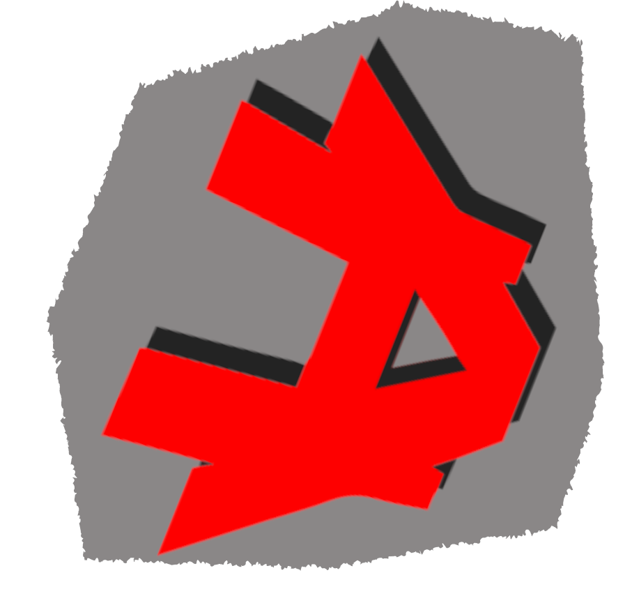 Das Logo des Amerlinghauses (ein "A", das wie ein gezeichnetes Haus aussieht) gekippt